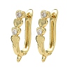 Heart Brass Micro Pave Clear Cubic Zirconia Earring Findings KK-D226-05G-1