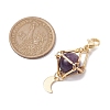 Natural Amethyst Brass Pendant Decorations HJEW-JM01817-03-3