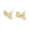 Left and Right Rack Plating Brass Micro Pave Cubic Zirconia Studs Earrings Findings KK-K371-10G-1