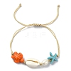 Synthetic Turquoise & Natural Shell & Pearl Braided Bead Bracelets BJEW-TA00368-3