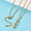 Brass Micro Pave Clear Cubic Zirconia Twist Pendant 304 Stainless Steel Chain Necklaces for Women NJEW-D341-08G-1