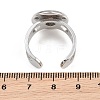 Hollow Heart 304 Stainless Steel Cuff Ring Components SA-CBA82C8-02D-P-3