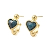 Natural Apatite Heart Stud Earrings EJEW-K287-01G-03-1