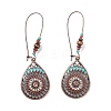 3 Pairs 3 Style Alloy Flat Round & Oval & Teardrop Dangle Earrings with Synthetic Turquoise EJEW-P200-04R-2