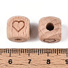 Engraved Beech Wood Beads WOOD-N015-08G-3