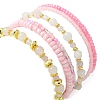 4Pcs 4 Style Natural Rose Quartz & Glass Beaded Stretch Bracelets Set BJEW-JB09606-02-2