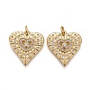 Brass Micro Pave Clear Cubic Zirconia Pendants ZIRC-Z009-03G-1