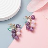 Grape and Leaf Dangle Stud Earrings EJEW-TA00034-3