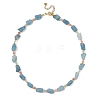 Raw Rough Natural Aquamarine & Dyed Faceted Rondelle Malaysia Jade Beaded Necklaces for Women NJEW-JN06487-2