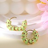 Enamel Striped Thick Hoop Earrings JE1110D-4