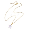 4Pcs 4 Styles Clear AB Glass Wing Flower Star Shell Shape Pendant Brass Cable Chain Necklaces for Women NJEW-JN05745-5