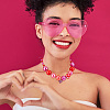 4Pcs 4 Color Alloy Enamel Pendant Necklaces Set NJEW-AB00006-3