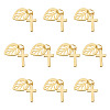 10Pcs Cross with Leaf Brass Pendants PALLOY-TAC0273-2
