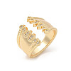 Brass Micro Pave Clear Cubic Zirconia Cuff Finger Rings for Women RJEW-B112-14G-4