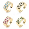 Brass Micro Pave Cubic Zirconia Cuff Open Rings RJEW-C158-04G-2