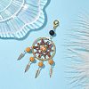 Woven Web/Net with Feather Glass Seed Beads Pendant Decorations HJEW-MZ00074-4