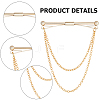 Gorgecraft 2Pcs 2 Colors Brass Hanging Chains Collar Pins Tie Clips AJEW-GF0007-55-6