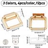 CHGCRAFT 12 Pcs 3 Colors Zinc Alloy Bag Side D Ring Clip PALLOY-CA0001-83-RS-2