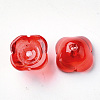 4-Petal Transparent Spray Painted Glass Bead Caps GGLA-S054-009A-03-2