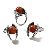 Natural Red Jasper Wings Adjustable Rings RJEW-K241-04AS-10-4