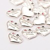 Wedding Theme Antique Silver Tone Tibetan Style Alloy Heart with Mother of the Groom Rhinestone Charms X-TIBEP-N005-17C-2