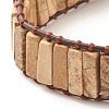 Natural Picture Jasper Rectangle Beaded Bracelet BJEW-JB08198-04-4