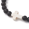 Natural Lava Rock Beads Stretch Bracelets for Women BJEW-JB13268-3