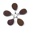 Electroplate Natural Druzy Geode Agate Pendants G-S344-63B-1