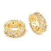 Brass Micro Pave Clear Cubic Zirconia European Beads KK-C142-03G-2