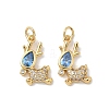 Brass Micro Pave Cubic Zirconia Pendants KK-P325-37G-1