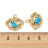 Brass Micro Pave Cubic Zirconia with Synthetic Opal Pendants KK-D096-06B-G-3