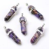 Synthetic Regalite/Imperial Jasper/Sea Sediment Jasper Pointed Pendants G-I203-E-02S-1