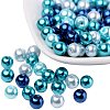 8mm Mixed Blue Color Pearlized Glass Pearl Beads for Jewelry Making HY-PH0006-8mm-03-1
