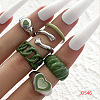 6Pcs Heart Alloy Enamel Finger Rings Sets for Women WG67DEB-02-1