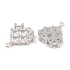 Brass Pave Clear Cubic Zirconia Connector Charms KK-S389-38P-2