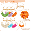 FIBLOOM 6 Pairs 6 Colors Raffia Grass Braided Flat Round Dangle Stud Earrings for Women EJEW-FI0002-25-4