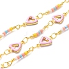 Handmade Brass Enamel Heart Link Chains CHC-M024-25G-03-1