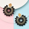 304 Stainless Steel & Bohemian Beaded Flower Dangle Stud Earrings for Women EJEW-R001-04A-5