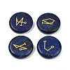 4Pcs 4 Styles Natural Lapis Lazuli Flat Round with Angels Symbol Display Decorations G-R007-01B-1