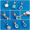   3Pcs 3 Styles Rhodium Plated 925 Sterling Silver Pendant Cabochon Settings with Prongs Mounting STER-PH0001-38-4