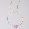 Adjustable Rainbow Dyed Shell Heart Braided Bead Bracelets for Women JE7458-1-1