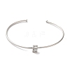 Rack Plating Brass Micro Pave Clear Cubic Zirconia Letter Open Cuff Bangles BJEW-A018-01P-E-2