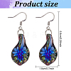 FIBLOOM 4 Pairs 4 Colors Bling Flower Inner Glass Teardrop Dangle Earrings EJEW-FI0001-06-2