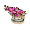 Flower Alloy Rhinestone Brooches for Backpack Clothes JEWB-P042-04G-A-3