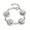 Stainless Steel Flower Link Chain Bracelets for Women BJEW-A033-03P-1