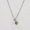 304 Stainless Steel Peridot Rhinestone Birth Stone Constellation Pendant Necklaces FS-WG76580-20-1