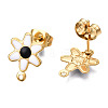 304 Stainless Steel Enamel Stud Earring Findings STAS-T052-43G-01-2