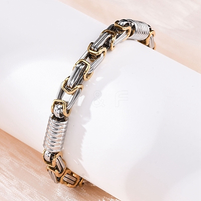 201 Stainless Steel Byzantine Chain Bracelets BJEW-B078-164GP-1