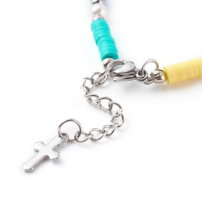 Polymer Clay Heishi Beaded Bracelets BJEW-JB06131-1