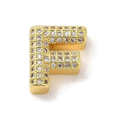 Brass Micro Pave Clear Cubic Zirconia Charms ZIRC-C009-01G-F-1